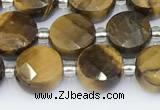 CTE2247 15.5 inches 8mm faceted coin yellow tiger eye beads