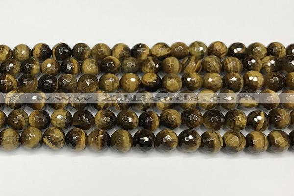 CTE2252 15 inches 8mm faceted round yellow tiger eye beads