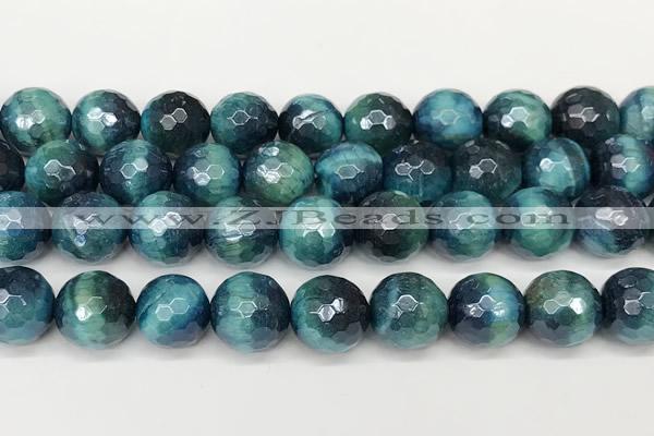 CTE2291 15 inches 12mm faceted round AB-color green tiger eye beads