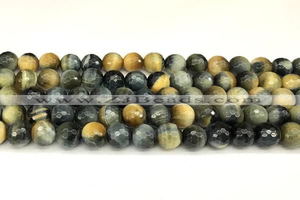 CTE2311 15 inches 8mm faceted round golden & blue tiger eye beads