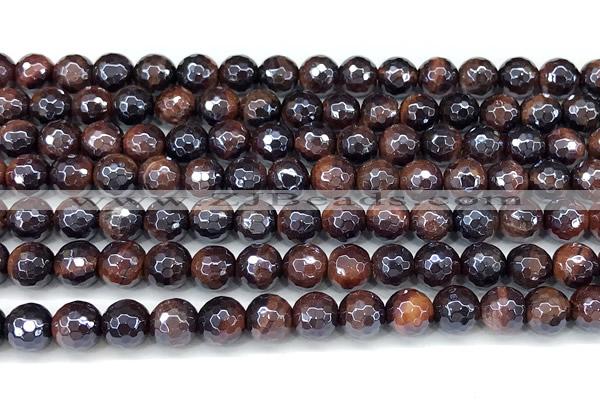 CTE2349 15 inches 6mm faceted round AB-color red tiger eye beads