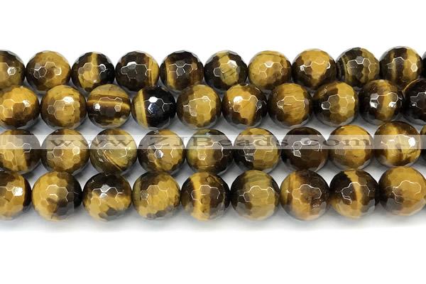 CTE2356 15 inches 12mm faceted round yellow tiger eye beads