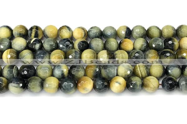 CTE2370 15 inches 10mm faceted round golden & blue tiger eye beads