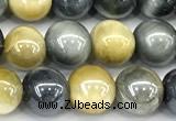 CTE2372 15 inches 6mm round AB-color golden & blue tiger eye beads