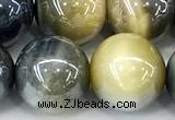 CTE2375 15 inches 12mm round AB-color golden & blue tiger eye beads