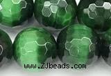 CTE2411 15 inches 12mm faceted round green tiger eye beads