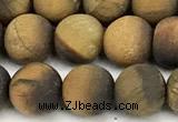 CTE2456 15 inches 6mm round matte yellow tiger eye beads