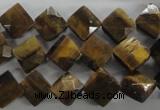 CTE315 15.5 inches 10*10mm faceted diamond yellow tiger eye beads