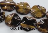 CTE323 15.5 inches 20mm wavy coin yellow tiger eye gemstone beads