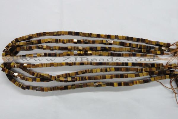 CTE326 15.5 inches 4*4mm cube yellow tiger eye gemstone beads