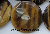CTE410 15.5 inches 40mm faceted coin yellow tiger eye beads
