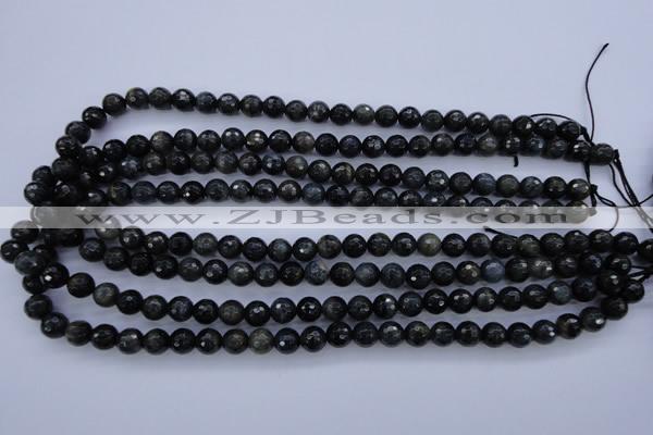 CTE442 15.5 inches 8mm faceted round blue tiger eye beads