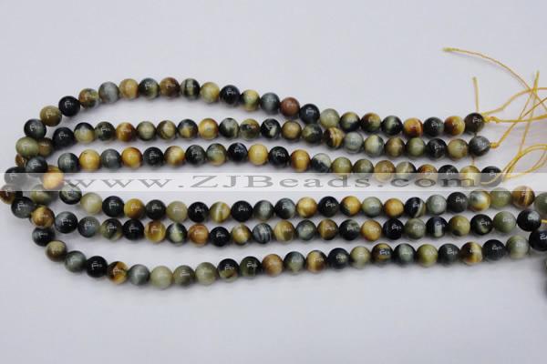 CTE552 15.5 inches 8mm round golden & blue tiger eye beads