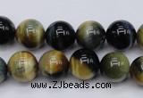 CTE553 15.5 inches 10mm round golden & blue tiger eye beads