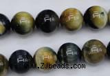 CTE554 15.5 inches 12mm round golden & blue tiger eye beads