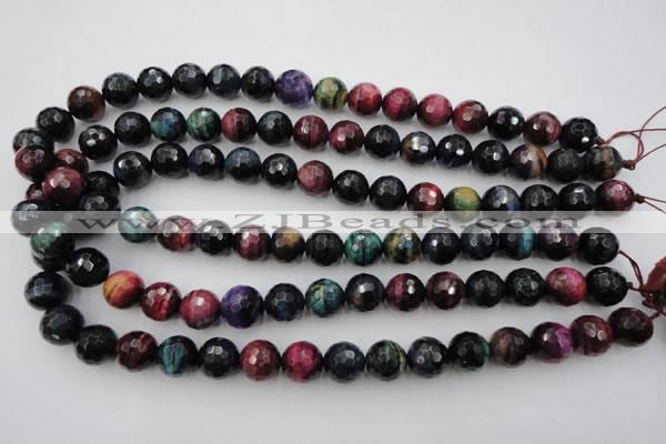 CTE581 15.5 inches 6mm faceted round colorful tiger eye beads