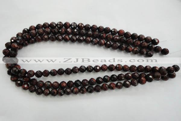 CTE702 15.5 inches 8mm faceted round red tiger eye beads