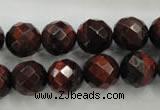 CTE705 15.5 inches 14mm faceted round red tiger eye beads