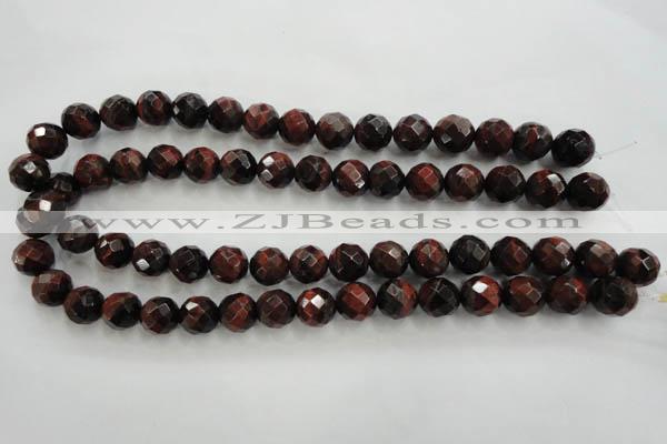 CTE705 15.5 inches 14mm faceted round red tiger eye beads