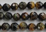 CTE723 15.5 inches 10mm faceted round yellow & blue tiger eye beads