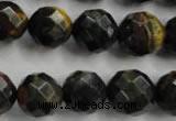 CTE725 15.5 inches 14mm faceted round yellow & blue tiger eye beads