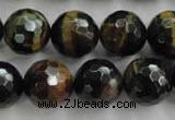 CTE727 15.5 inches 18mm faceted round yellow & blue tiger eye beads