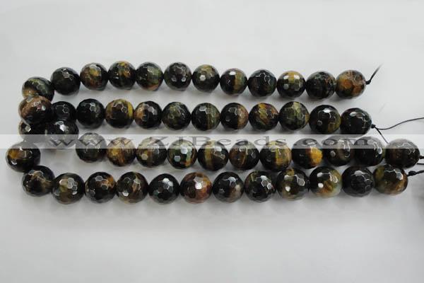 CTE727 15.5 inches 18mm faceted round yellow & blue tiger eye beads