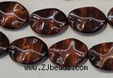 CTE858 15.5 inches 13*18mm wavy oval red tiger eye beads