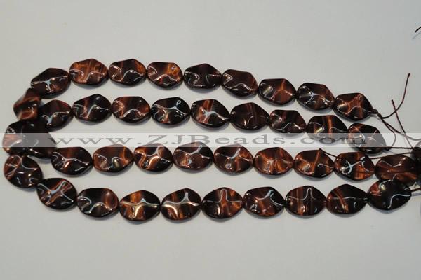 CTE859 15.5 inches 15*20mm wavy oval red tiger eye beads
