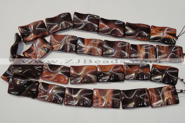 CTE867 15.5 inches 20*30mm wavy rectangle red tiger eye beads