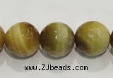 CTE905 15.5 inches 14mm faceted round golden tiger eye beads