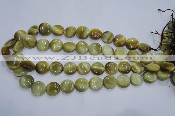 CTE915 15.5 inches 16mm flat round golden tiger eye beads wholesale