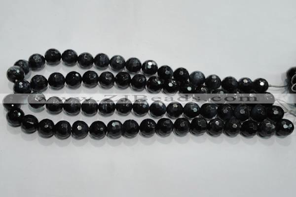 CTE921 15.5 inches 6mm faceted round silver tiger eye beads