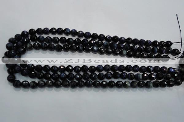 CTE932 15.5 inches 8mm faceted round dyed blue tiger eye beads