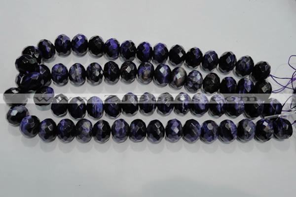 CTE944 15.5 inches 12*16mm faceted rondelle dyed blue tiger eye beads