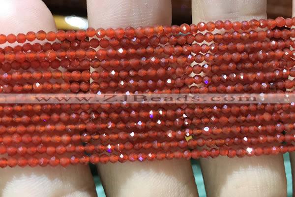 CTG1004 15.5 inches 2mm faceted round tiny red agate beads