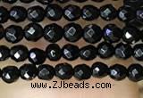 CTG1010 15.5 inches 2mm faceted round tiny black agate beads