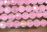 CTG1017 15.5 inches 2mm faceted round tiny rose quartz beads