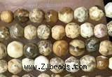 CTG1040 15.5 inches 2mm faceted round tiny picture jasper beads