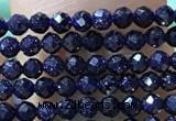 CTG1067 15.5 inches 2mm faceted round tiny blue goldstone beads