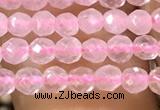 CTG1124 15.5 inches 3mm faceted round tiny rose quartz beads