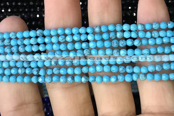 CTG1171 15.5 inches 3mm faceted round tiny turquoise beads