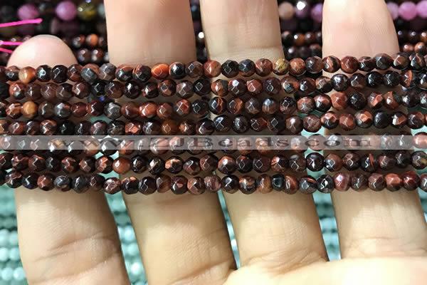 CTG1186 15.5 inches 3mm faceted round tiny red tiger eye beads