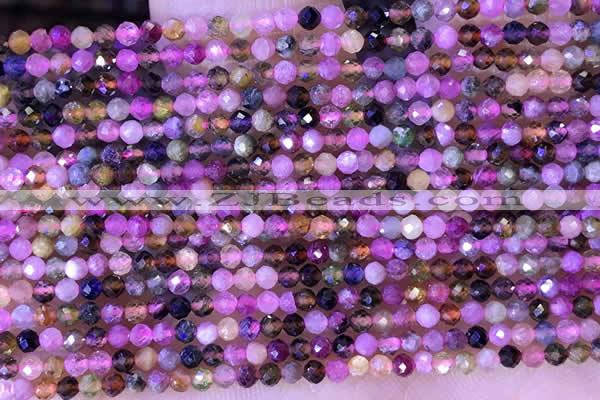 CTG1326 15.5 inches 2mm faceted round tourmaline beads wholesale