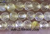 CTG1361 15.5 inches 3mm faceted round golden rutilated quartz beads