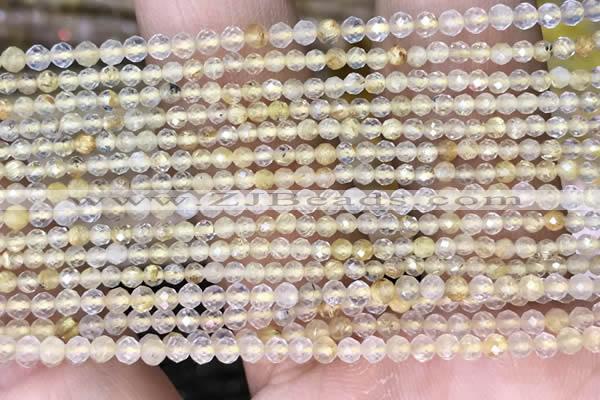 CTG1405 15.5 inches 2mm faceted round golden rutilated quartz beads