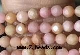 CTG1432 15.5 inches 2mm faceted round pink wooden fossil jasper beads