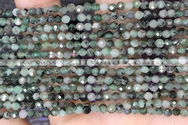 CTG1500 15.5 inches 3mm faceted round emerald gemstone beads
