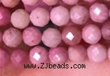 CTG1514 15.5 inches 3mm faceted round pink wooden jasper beads