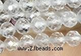 CTG1530 15.5 inches 4mm faceted round white crystal beads wholesale